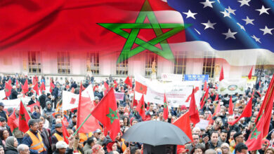 من المغاربة يتظاهرون بمدريد تأييدا لقرار مغربية الصحراء من طرف الولايات المتحدة الأمريكية copy